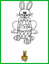 Coloriage, le lapin et les oeufs de Pâques