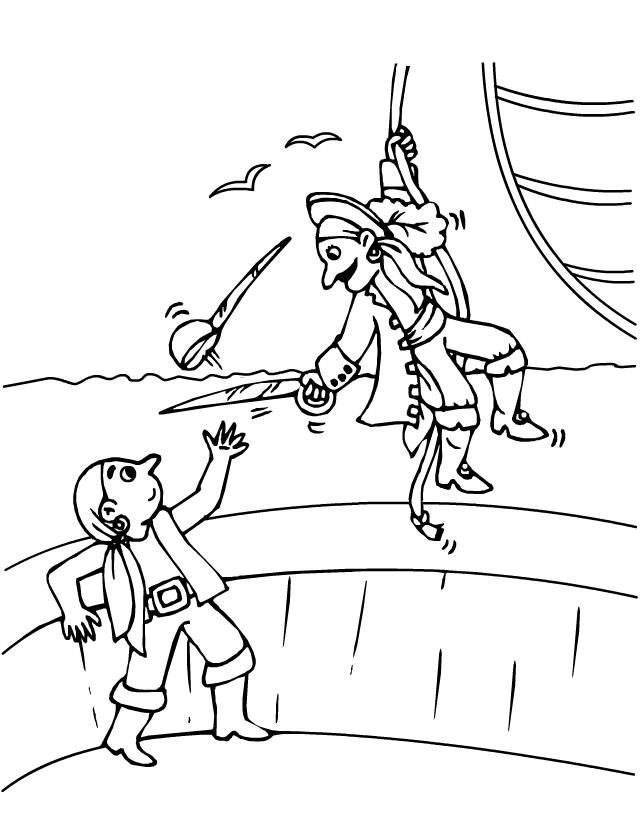 Coloriage à imprimer, attaque d'un navire