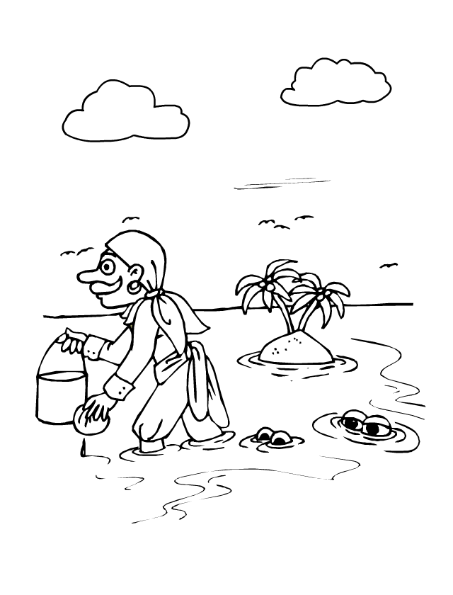Coloriage à imprimer, la toilette du pirate