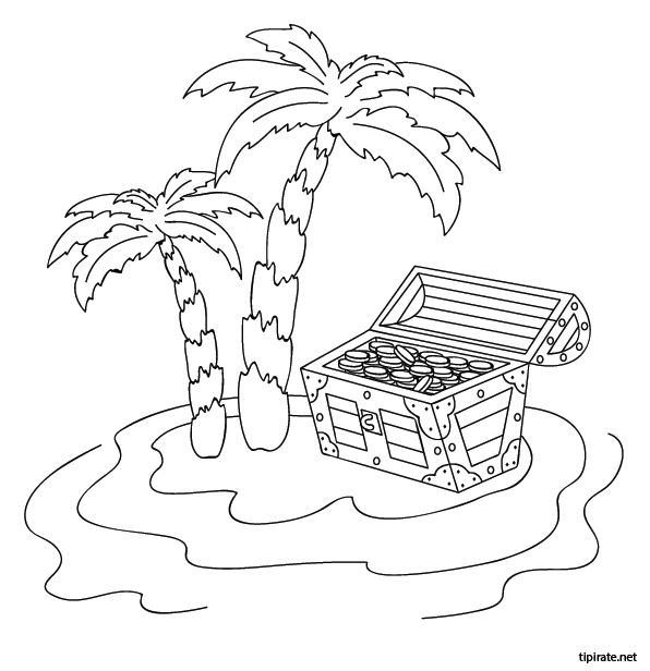 Dessin à colorier, l'île au trésor