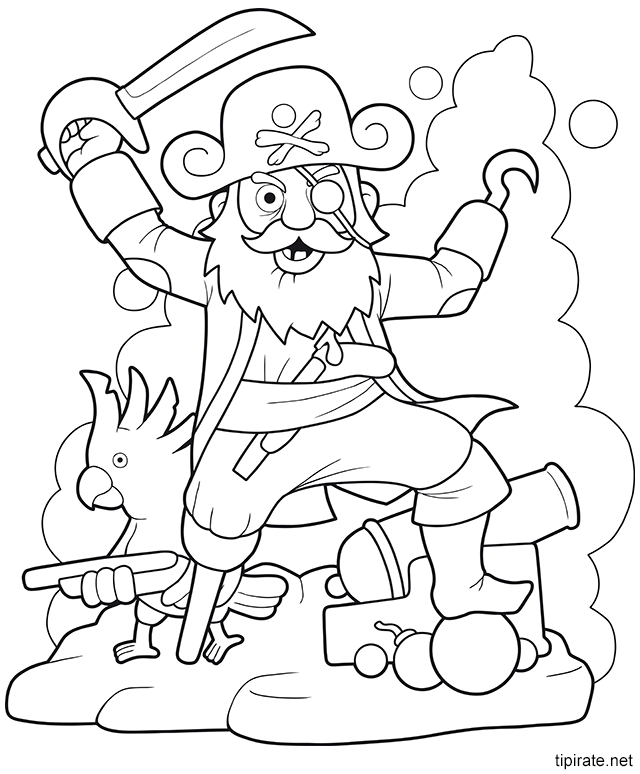 Dessin à colorier, le capitaine des pirates