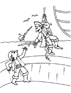 Coloriage à imprimer, attaque d'un navire
