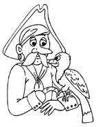 Coloriage à imprimer, un pirate et un perroquet