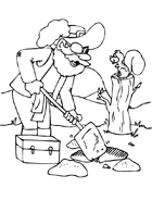 Coloriage à imprimer, le pirate et le trésor