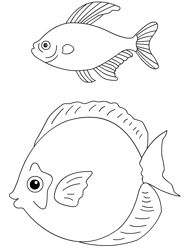 Coloriage à imprimer, les poissons d'avril