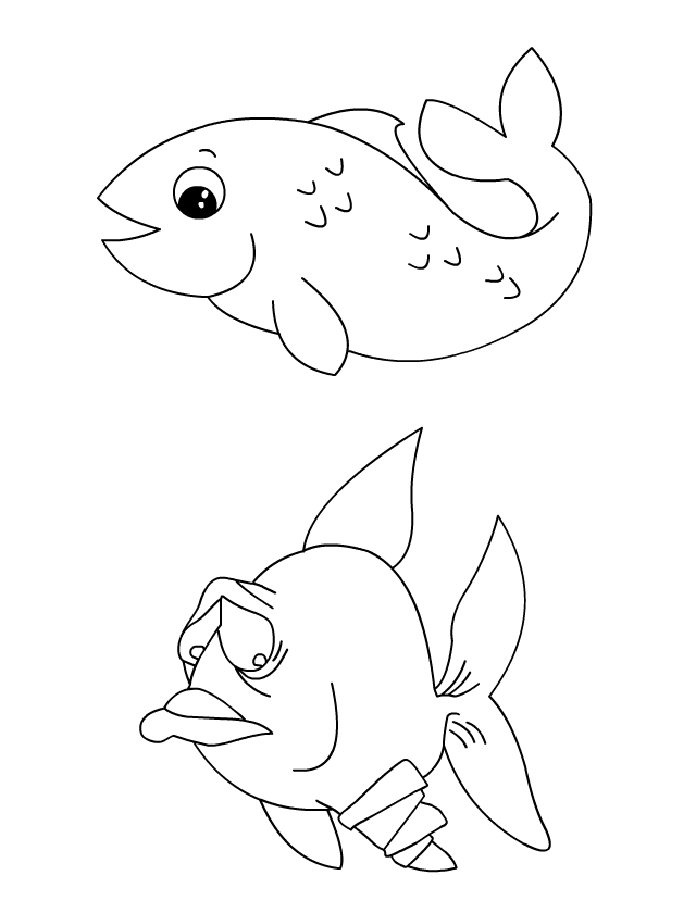 Coloriage à imprimer, les poissons d'avril