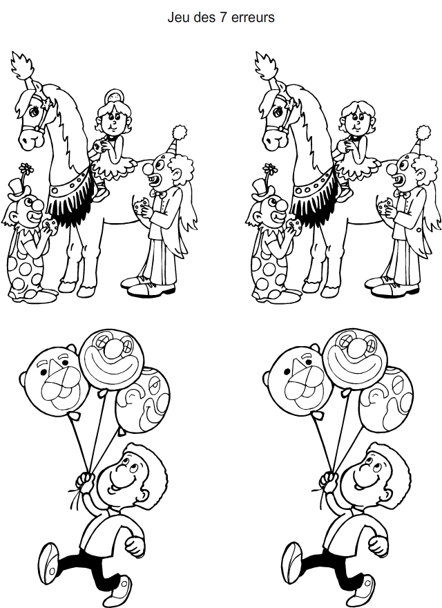 Au cirque Jeu des différences, au cirque
