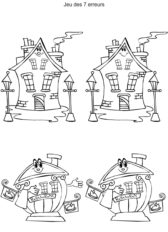 Les maisons Jeu des différences, les maisons