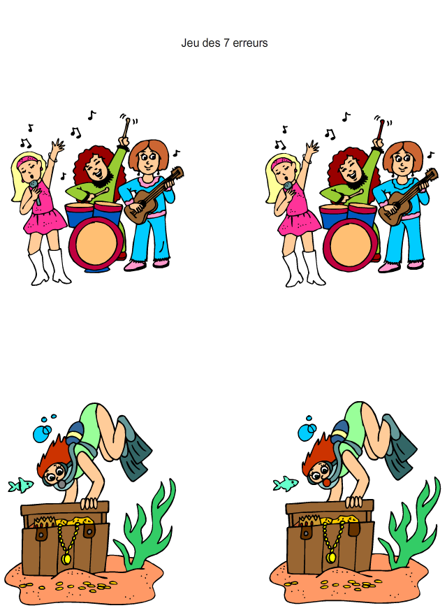 Les musiciens Jeu des différences à imprimer