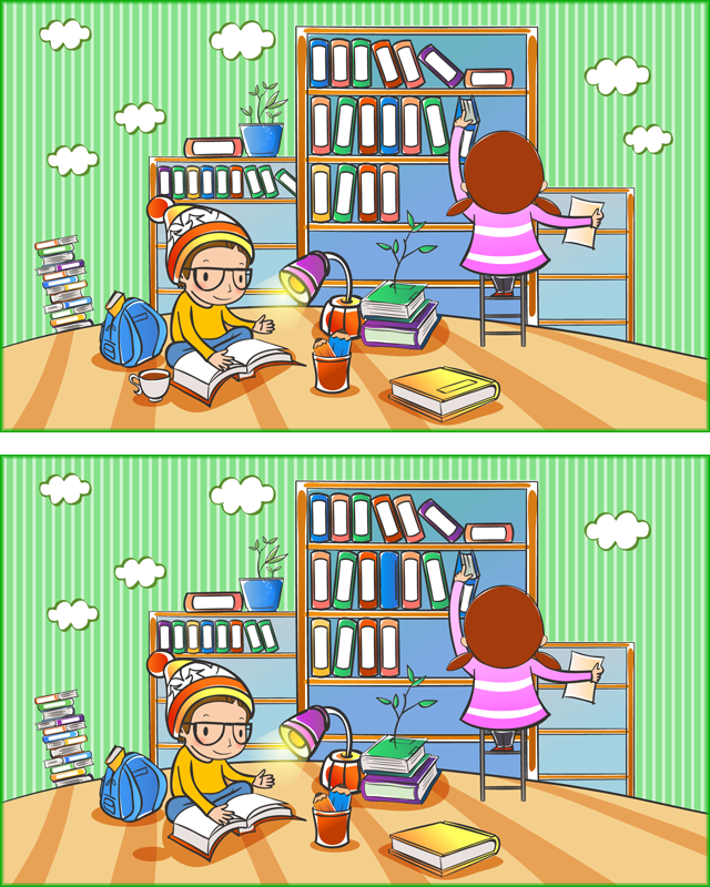 La lecture Jeu des différences à imprimer, la lecture