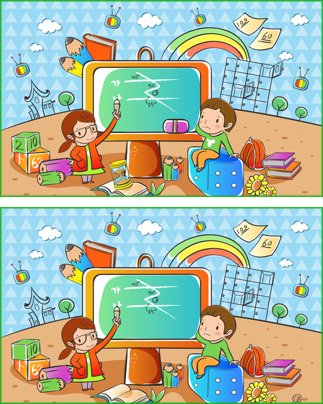 Jeu des différences à imprimer, l'école