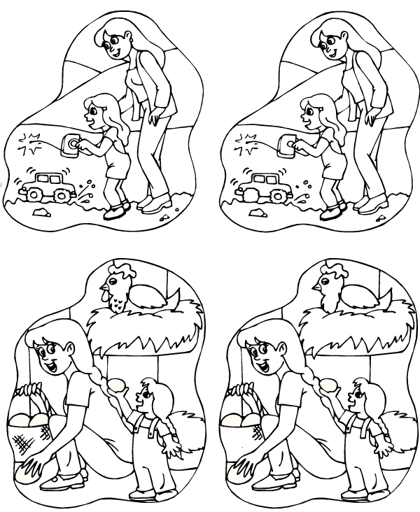 Ramassage des oeufs Jeu des différences, ramassage des oeufs