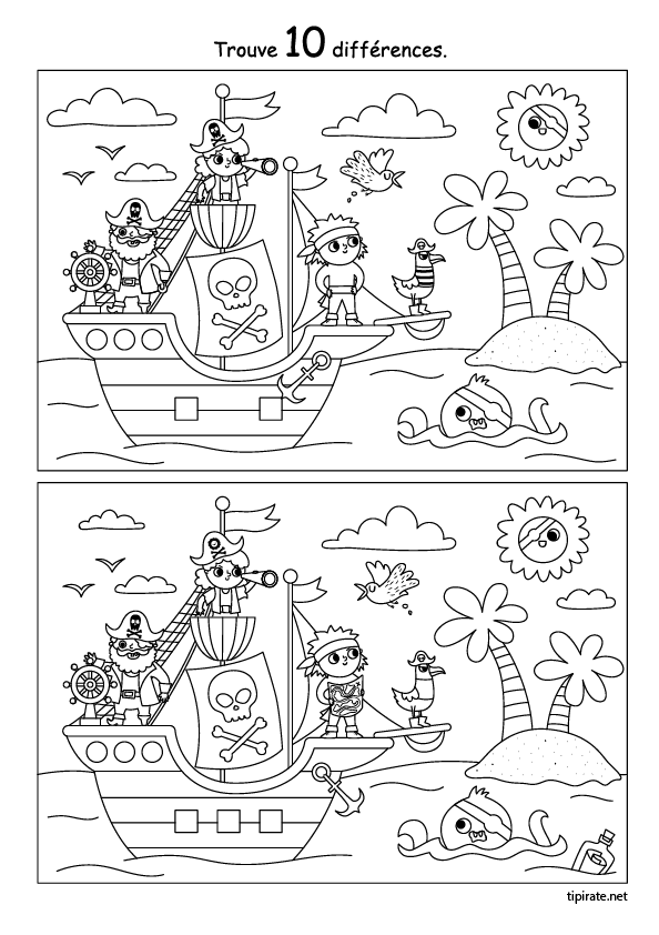 Jeu des 10 erreurs, les pirates
