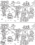 Jeu des 7 différences à imprimer, les pirates