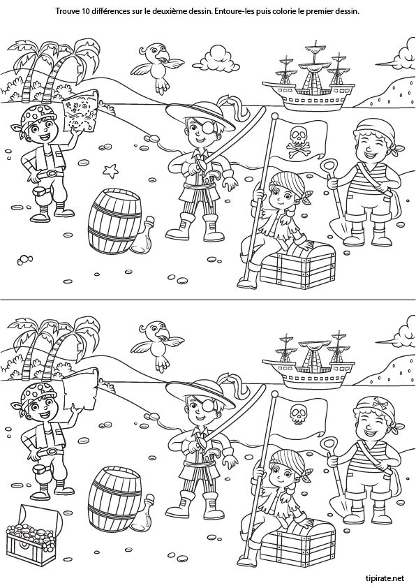 Jeu des 7 erreurs, les pirates sur l'île