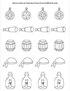 Jeu des différences à imprimer, les accessoires des pirates