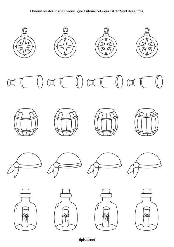 Jeu des erreurs, les accessoires des pirates