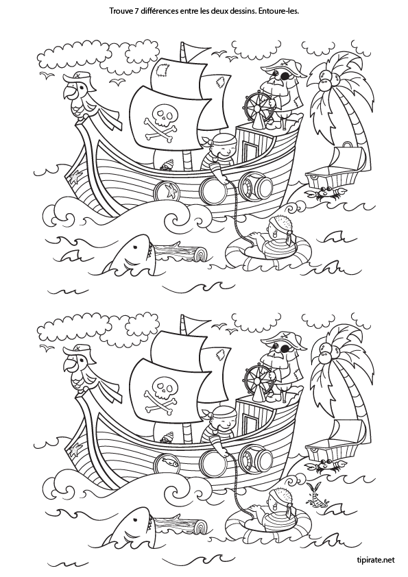 Jeu des 7 erreurs, le bateau des pirates