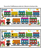 Jeu des différences à imprimer, les trains