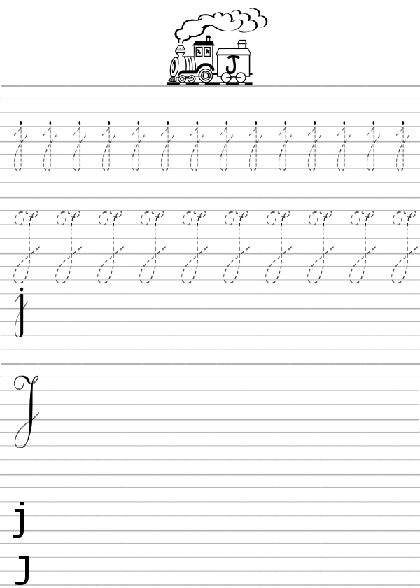 Apprendre à écrire la lettre j en majuscule et minuscule