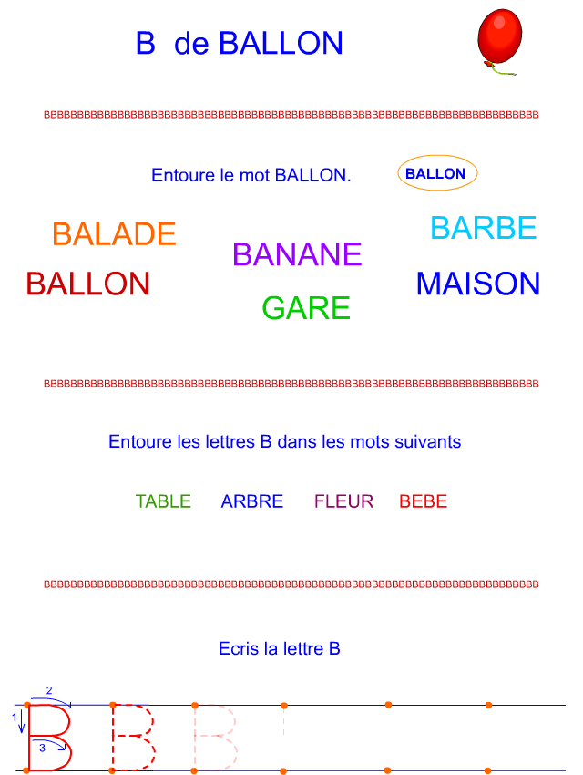 Lettre B en lettre bâton Lettre B en lettre bâton