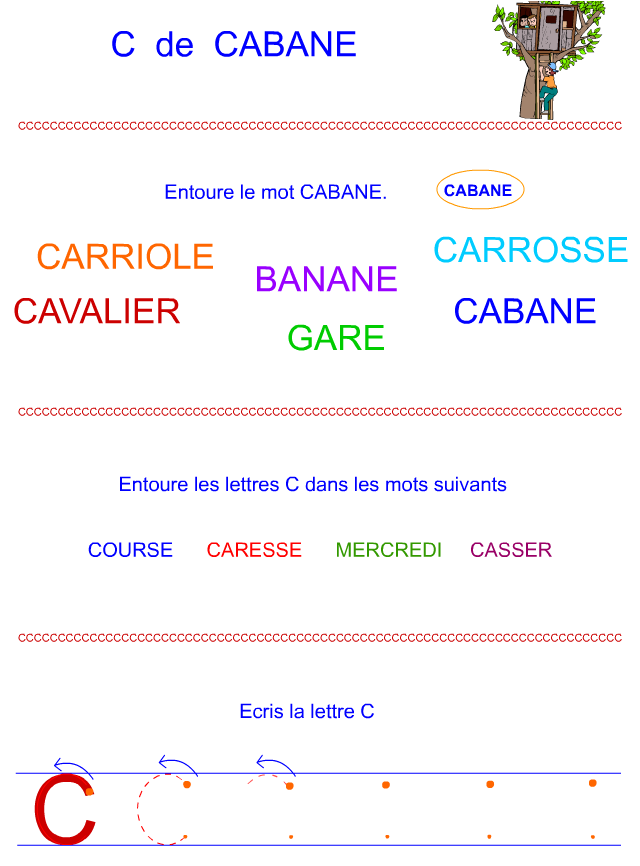 Lettre C en lettre bâton Lettre C en lettre bâton
