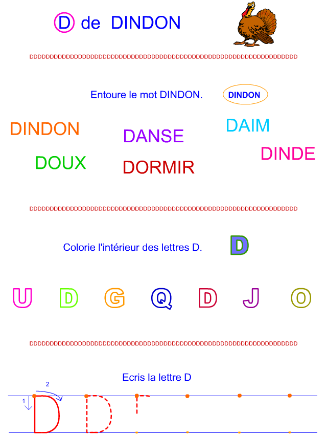 Lettre D en lettre bâton Lettre D en lettre bâton