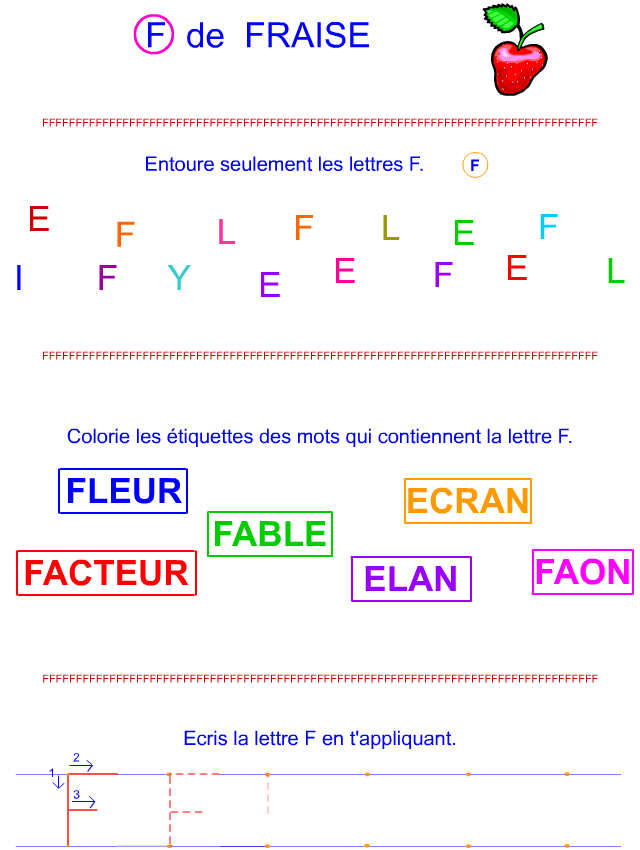 Lettre F en lettre bâton Lettre F en lettre bâton