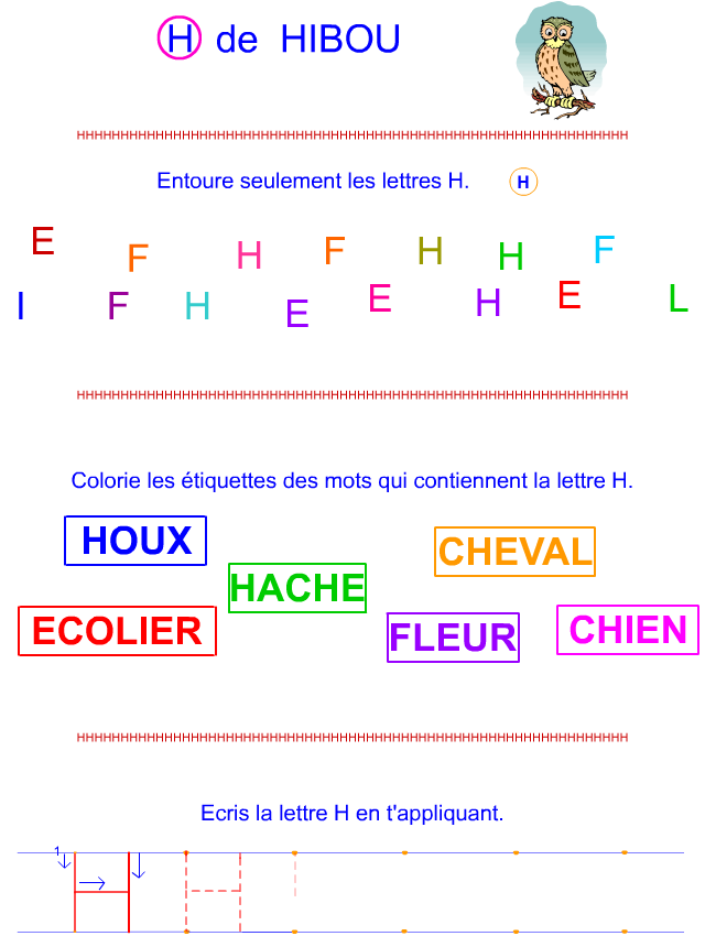 Lettre H en lettre bâton Lettre H en lettre bâton