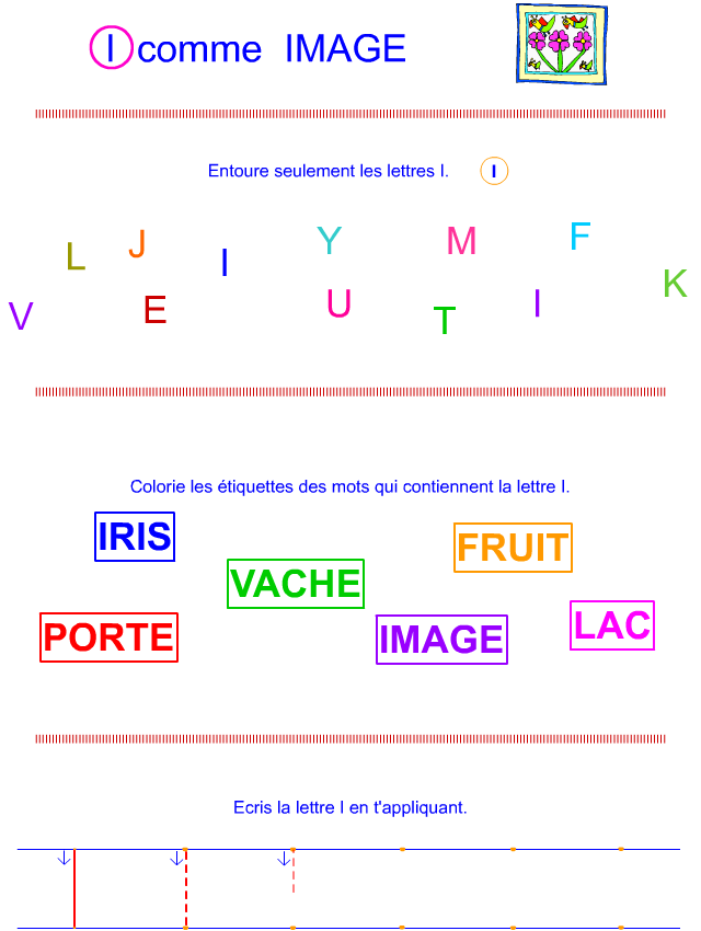 Lettre I en lettre bâton Lettre I en lettre bâton