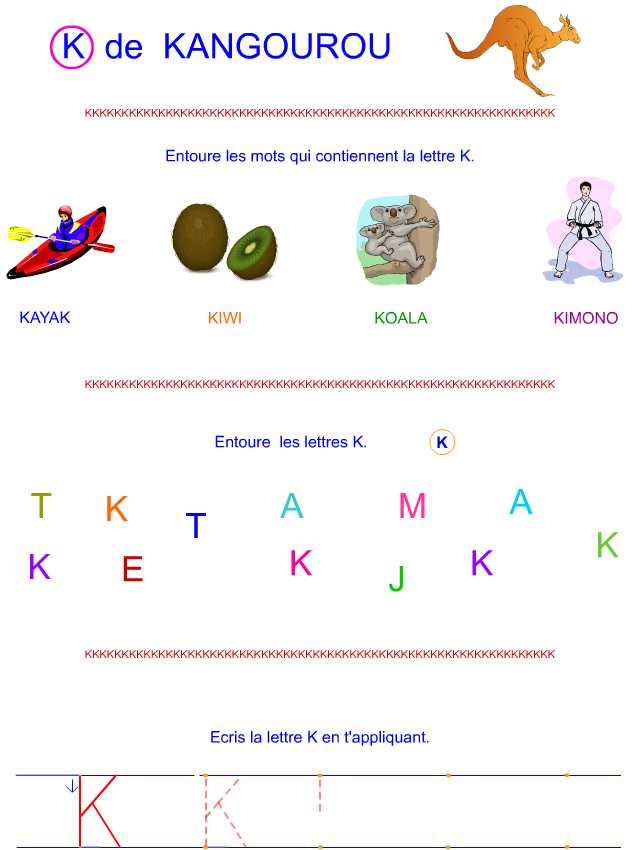 Lettre K en lettre bâton Lettre K en lettre bâton