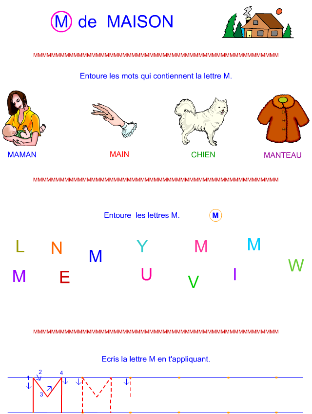 Lettre M en lettre bâton Lettre M en lettre bâton