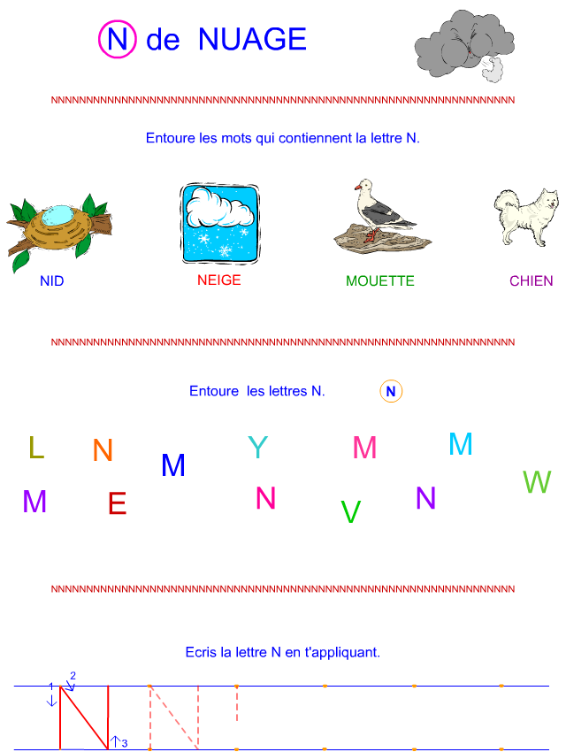Lettre N en lettre bâton Lettre N en lettre bâton