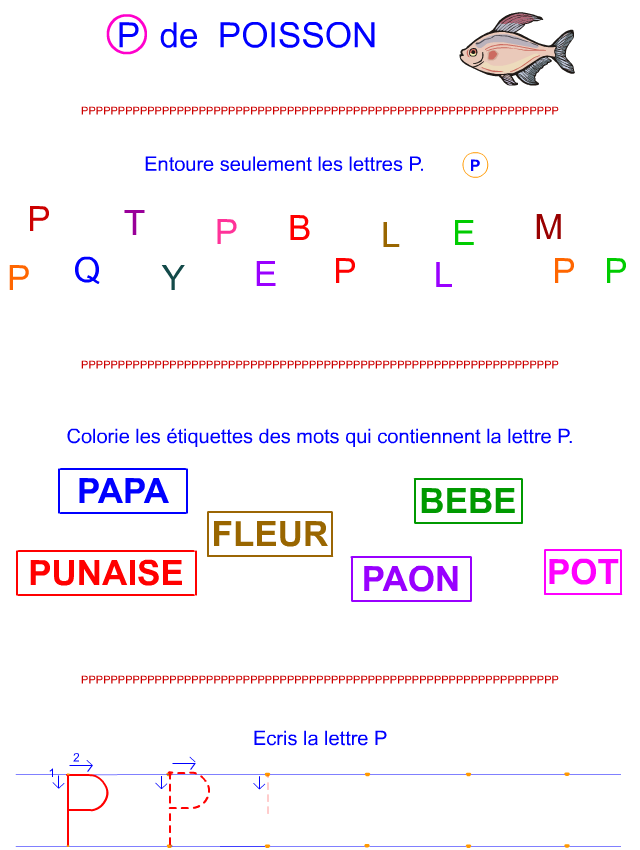 Lettre P en lettre bâton Lettre P en lettre bâton