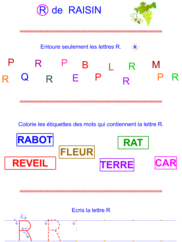 Lettre R en lettre bâton Lettre R en lettre bâton