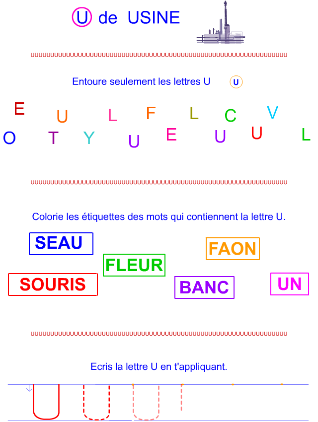 Lettre U en lettre bâton Lettre U en lettre bâton