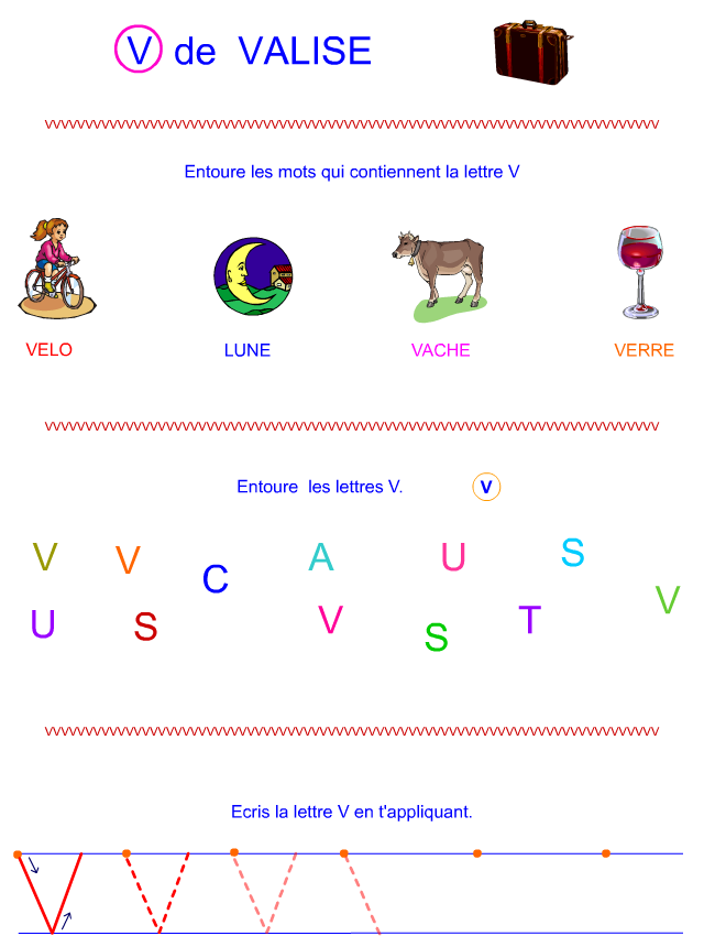 Lettre V en lettre bâton Lettre V en lettre bâton