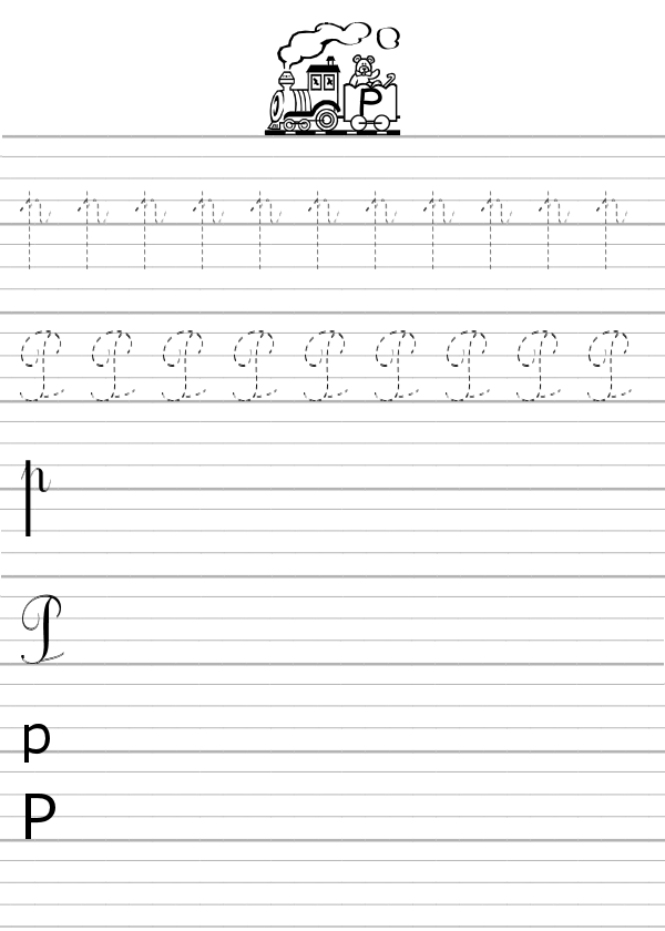Apprendre à écrire la lettre P en majuscule et minuscule