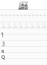 Ecrire la lettre Q en majuscule et minuscule
