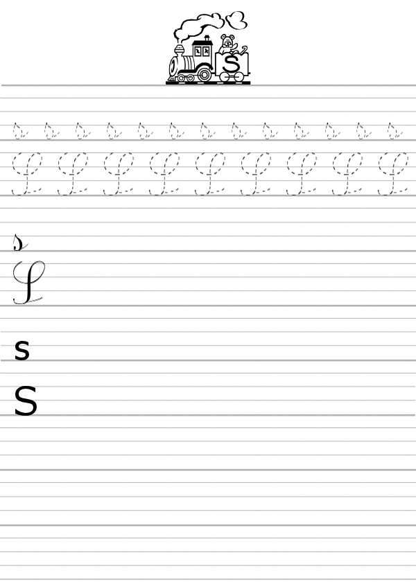 Apprendre à écrire la lettre s en majuscule et minuscule