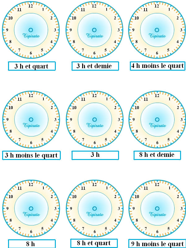 Apprendre à lire l'heure, exercice 4