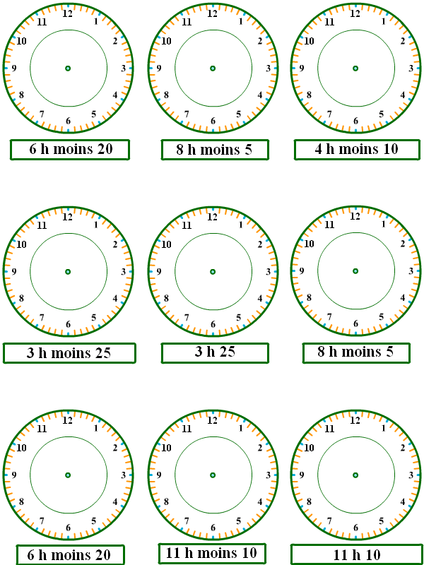 Apprendre à lire l'heure, exercice 5