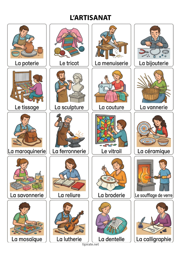 Imagier gratuit à imprimer, l'artisanat