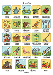Fiche de vocabulaire à imprimer, le jardin