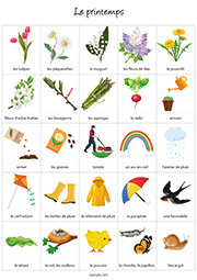 Fiche de vocabulaire à imprimer, le printemps