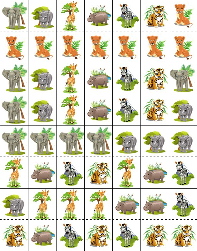 Les animaux Jeu de dominos, les animaux