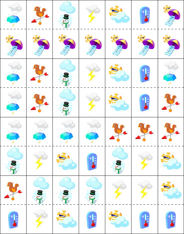 La météo Jeu de dominos, la météo