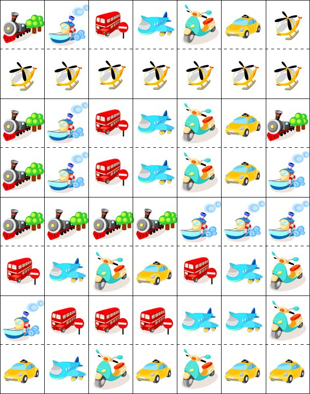 Les moyens de transport Jeu de dominos, les moyens de transport