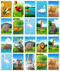 Planche 1 Jeu de loto, les animaux, planche 1