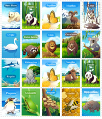Planche 4 Jeu de loto, les animaux, planche 4